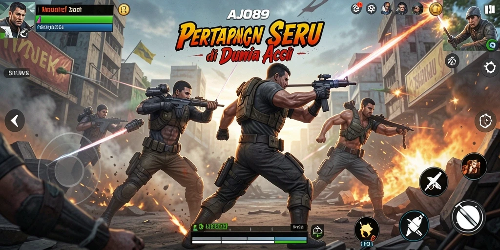 Screenshot AJO89 menunjukkan pertarungan seru dengan efek grafis yang memukau.