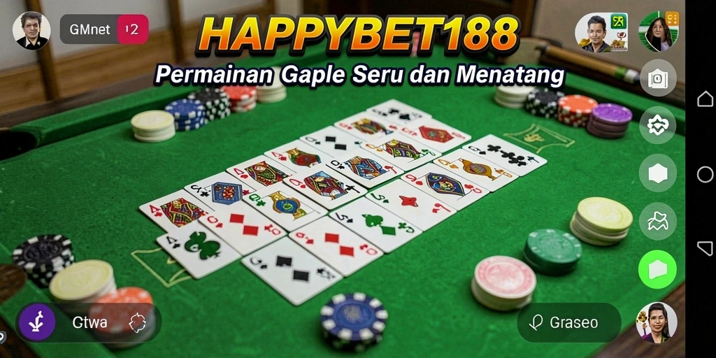 Screenshot gameplay Gaple pada HAPPYBET188 yang menyenangkan.