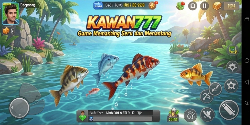 Gameplay seru KAWAN777 dengan aksi memancing yang mendebarkan.