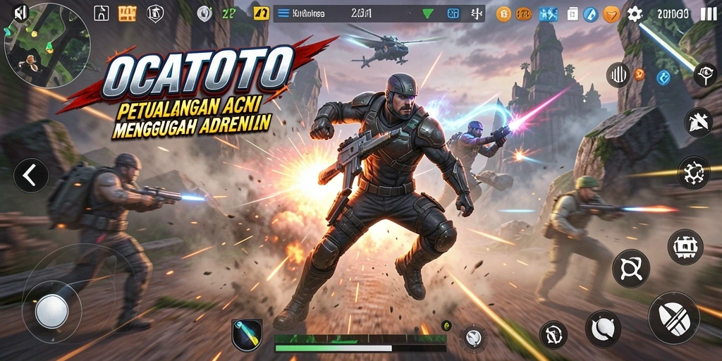 Tampilan gameplay seru OCATOTO dengan aksi menegangkan.