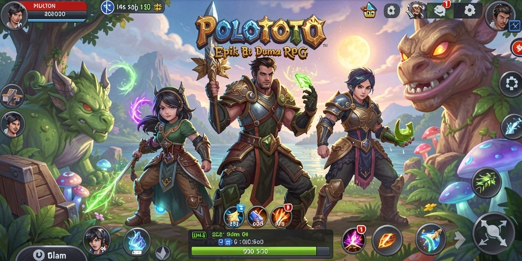 Screenshot gameplay epik dari POLOTOTO, menunjukkan pertarungan mendebarkan.