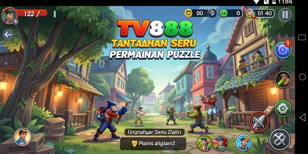 Tampilan gameplay TV888 yang menarik dan penuh warna dalam tantangan Puzzle.