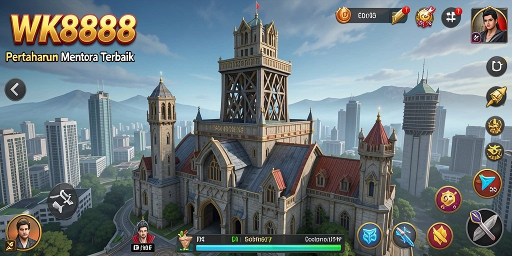 Tampilan gameplay seru dari WK888 yang menunjukkan strategi Tower Defense.